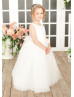 Ivory Lace Tulle 3D Flowers Country Flower Girl Dress
